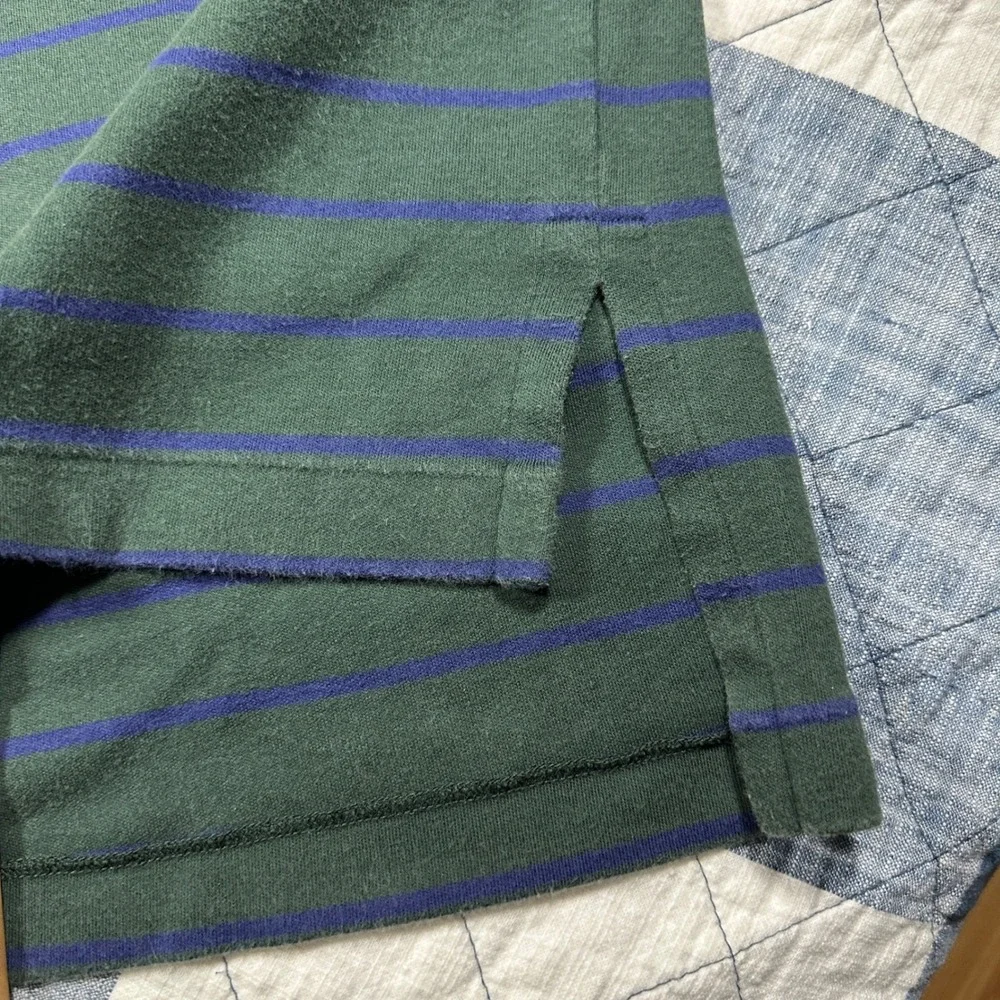 VTG Polo Ralph Lauren Mens Large Green Blue Pin Striped Short Sleeve Golf Shirt